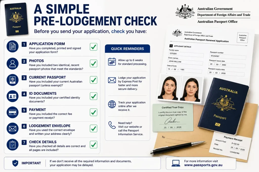 Australian passport renewal pre-lodgement checklist