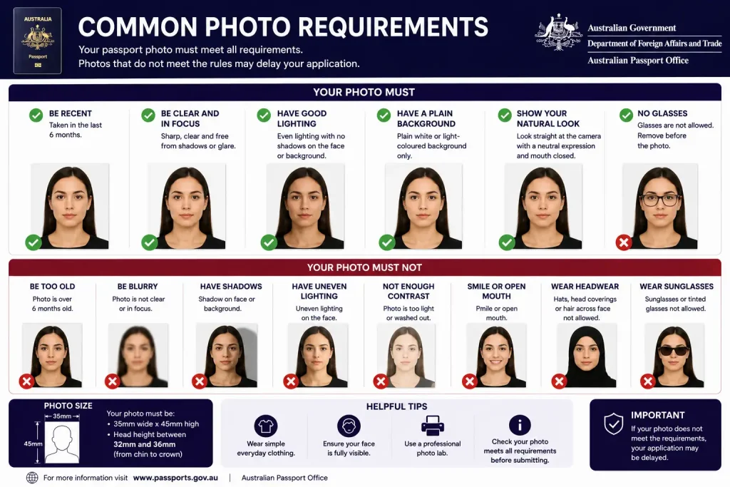 Common Australian passport photo requirements for passport renewal
