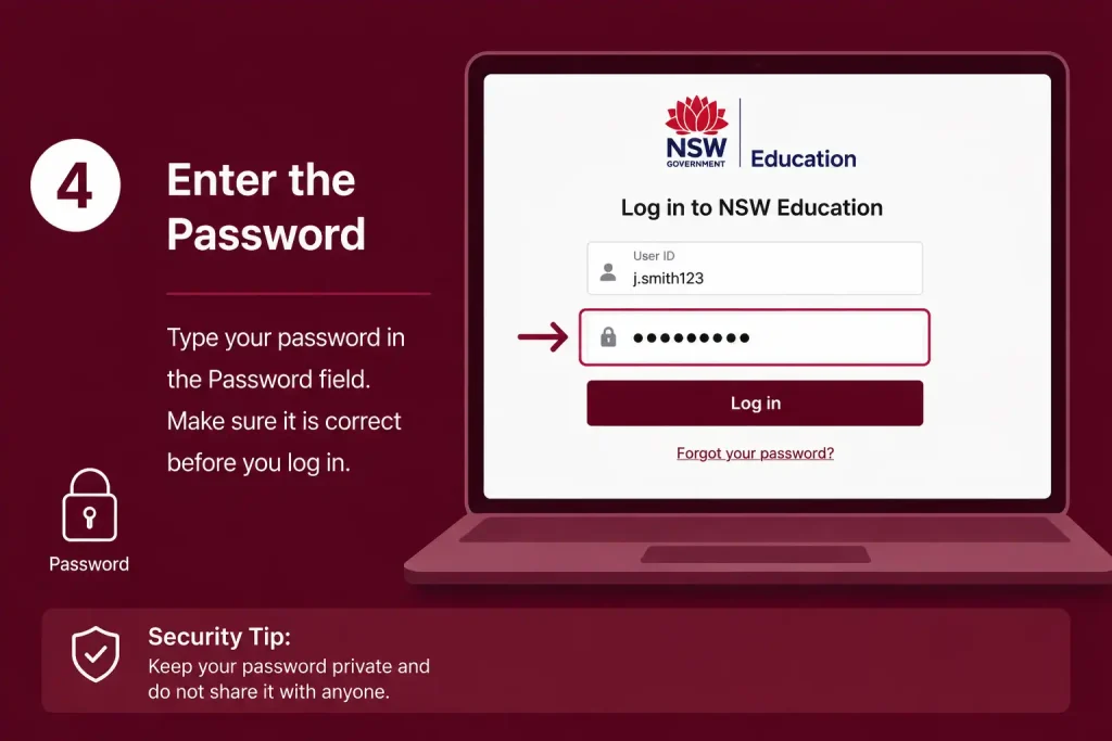 Enter your password on the NSW Education login page