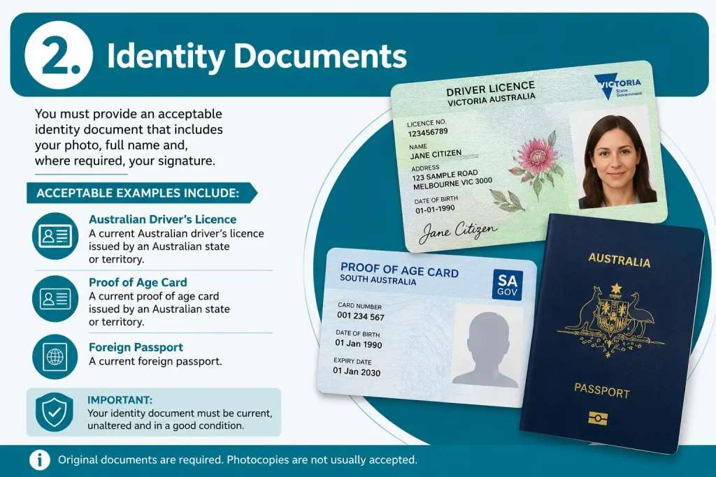 Identity documents required for an Australian passport application