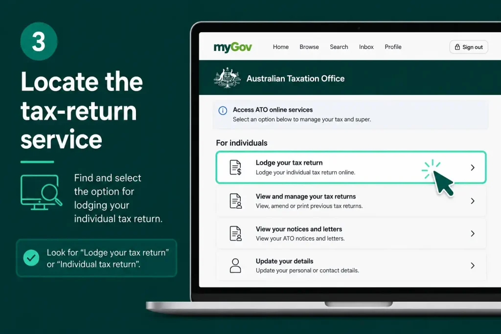 Locate the tax return service in ATO online services