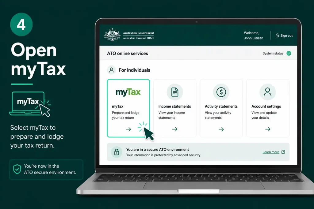 Open myTax through ATO online services
