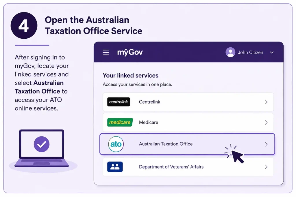 Open the Australian Taxation Office service through myGov
