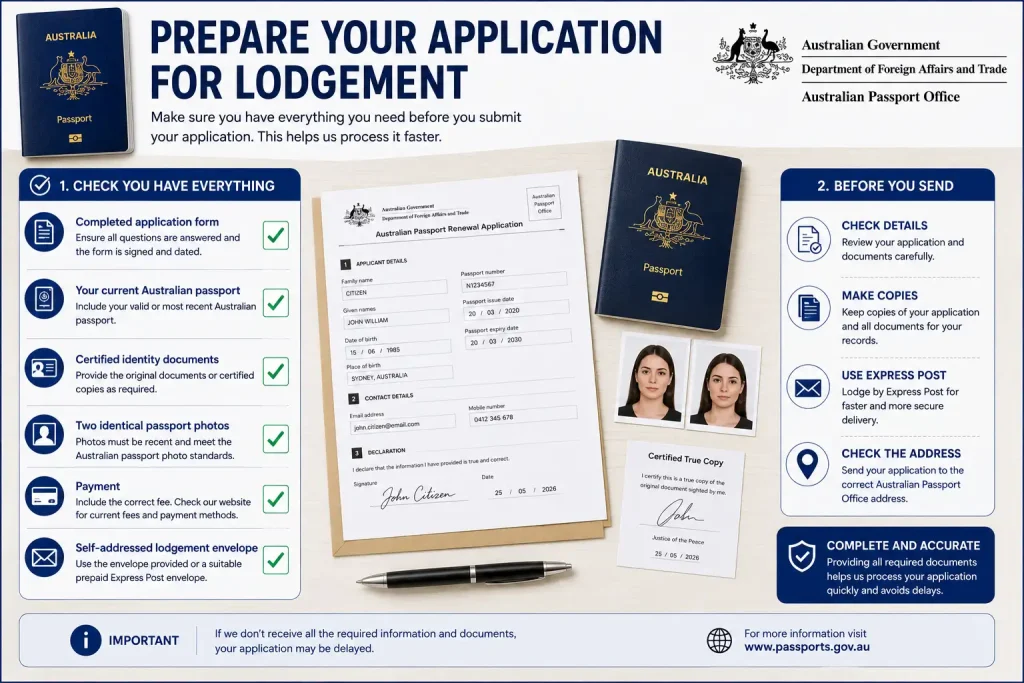 Prepare your Australian passport renewal application for lodgement