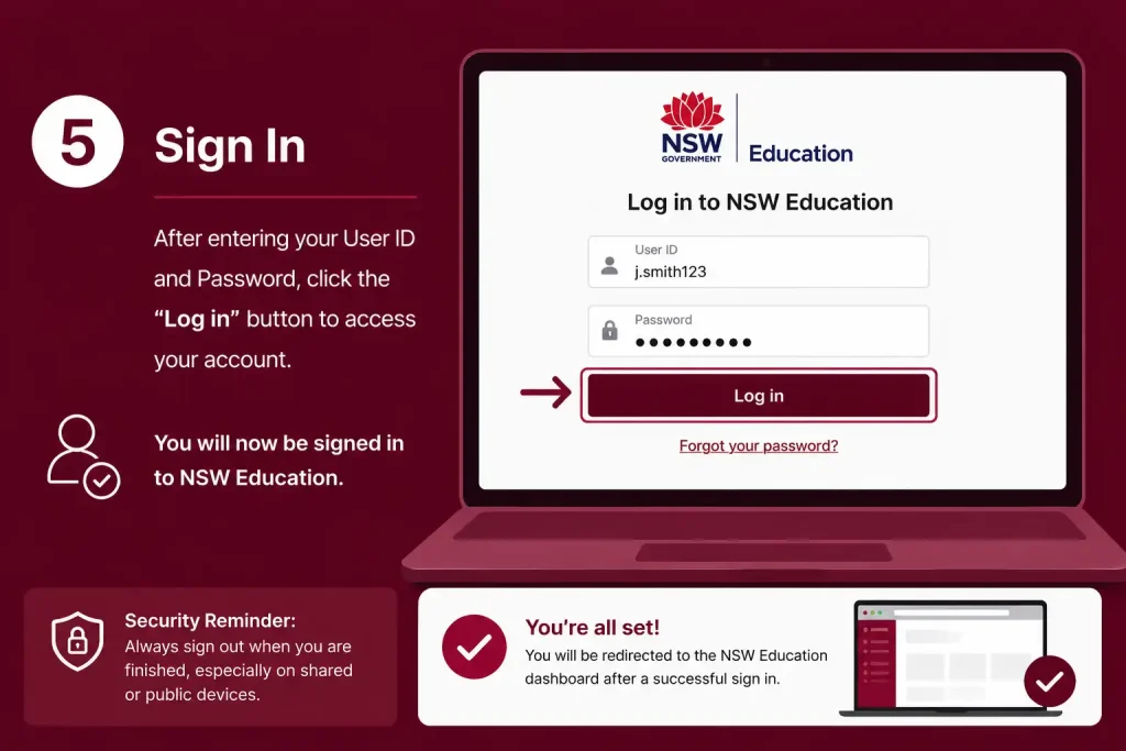 Sign in to the NSW Education account using your User ID and password