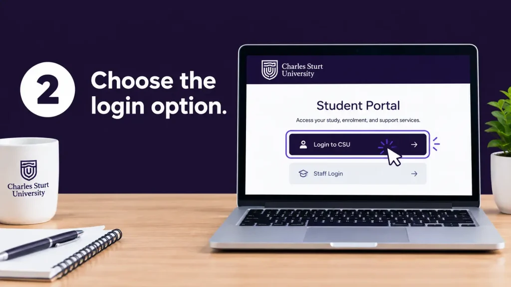 Laptop showing the CSU Student Portal login option