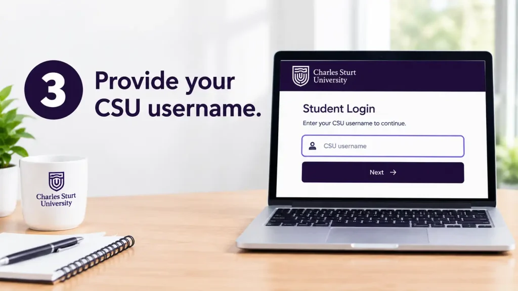 Laptop showing the CSU Student Login username field