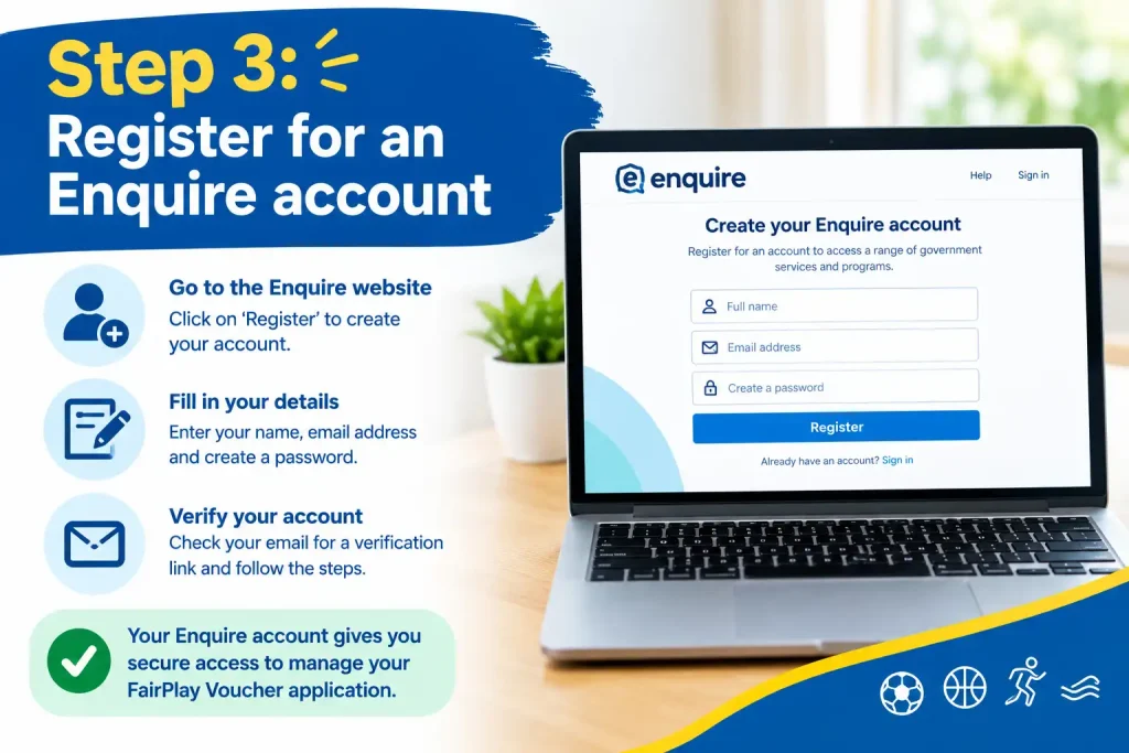 Step 3: Register for an Enquire account for a FairPlay Voucher application