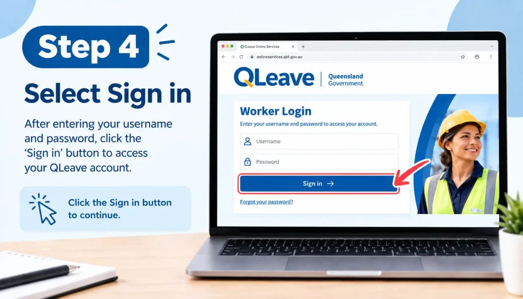Step 4: Select Sign in on the QLeave login page