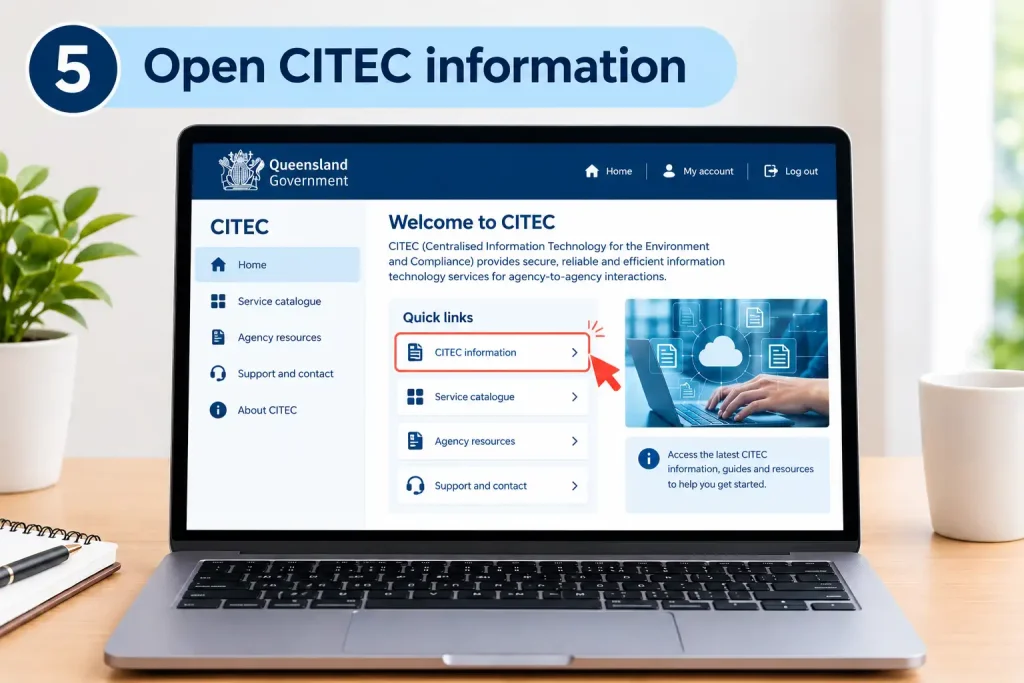 Open CITEC information after completing the Queensland Government login