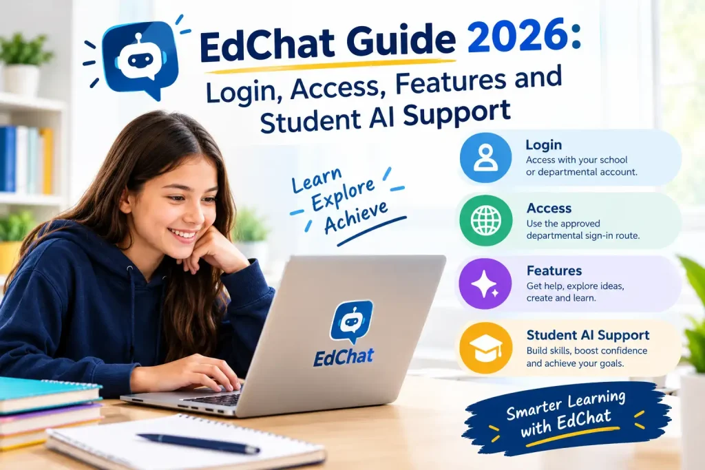EdChat Guide 2026 featuring student AI support, login access, educational features, and online learning assistance.
