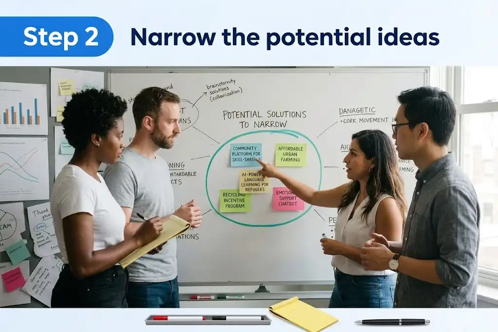 Step 2 narrow the potential ideas during brainstorming