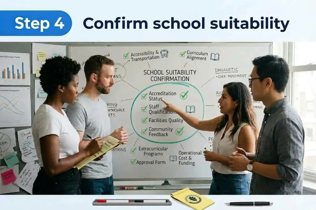 Step 4 confirm school suitability before making a selection